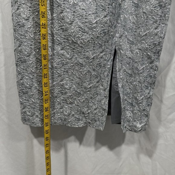 NWT $395 Aidan Mattox [ 6 ] Metallic Jacquard Off Shoulder Dress Blue Mist #Q379 - Picture 7 of 12